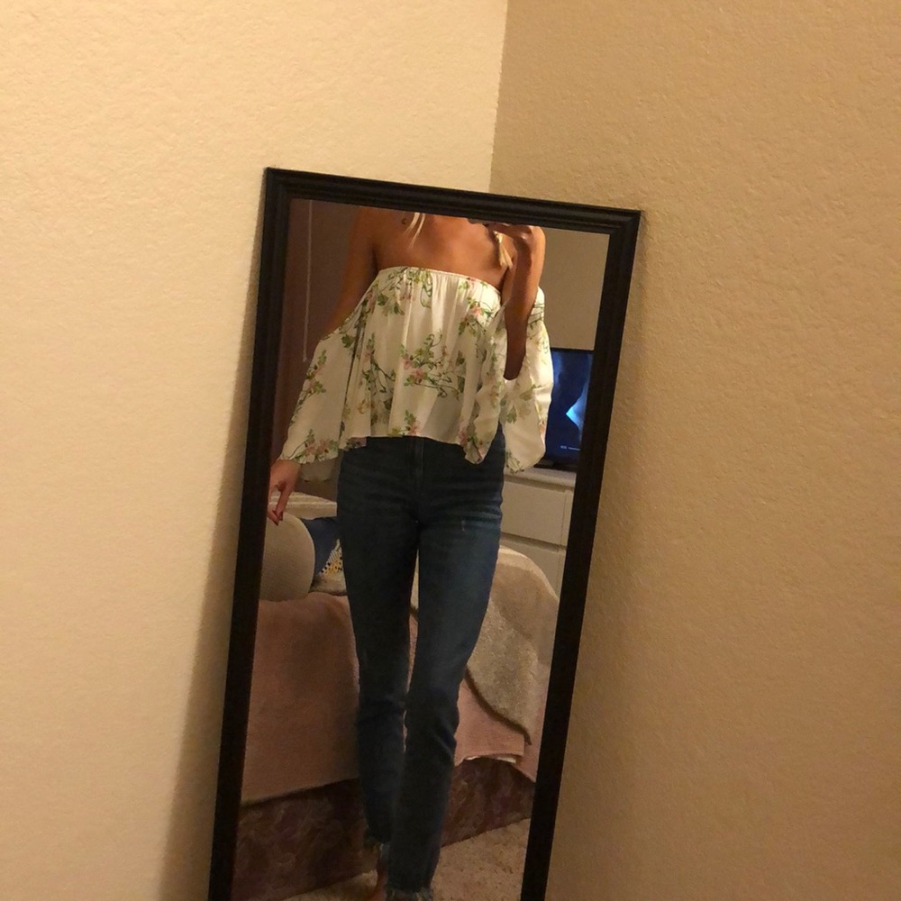 off the shoulder white shirt
